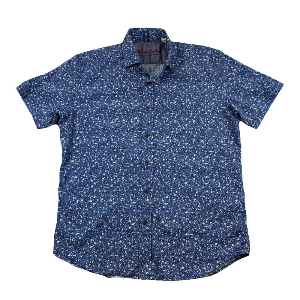 Robert Graham Floral Shirt Modern Americana Shirt Tailored Fit L Short Sleeve